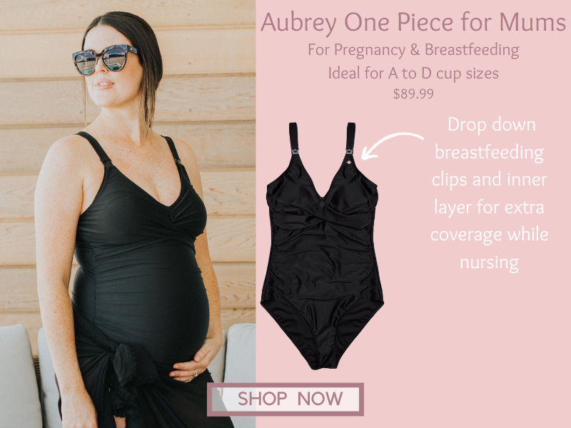 One Piece Maternity Swimsuit with Breastfeeding Access